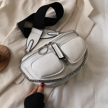 

Wide Shoulder Belt Crossbody Bags For Women 2021 Chain Designer Shoulder Bags Handbags Solid Color Design Hand Bag