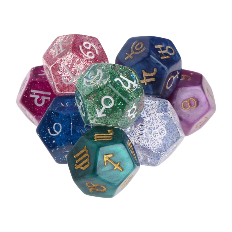 

3 Pcs 12-Sided Tarot Dice Resin Tweezers Astrology Tarot Constellation Divination Dice Family Friend Party Cards Game Dice