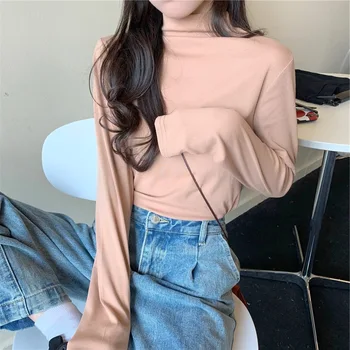 

YZY Underwear Half-Turtle-Neck Base Shirt Women's Spring and Autumn New Style Fashion Solid Color Versatile