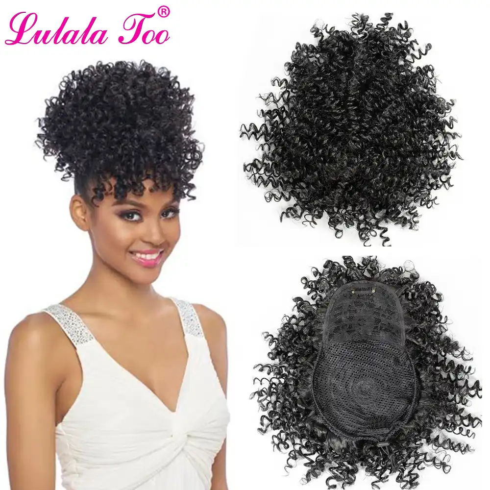 6inch Synthetic Kinky Curly Drawstring Pineapple Ponytail Wig Fake
