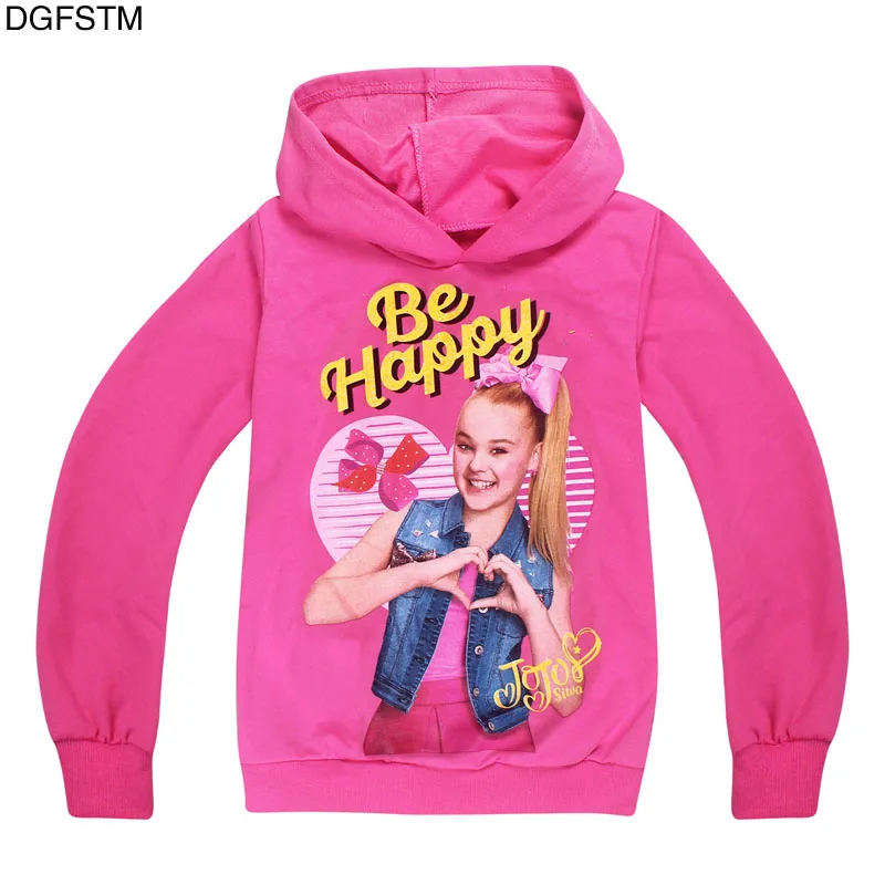 7222Red new spring and autumn cartoon JOJO siwa children's t-shirt girls cotton long-sleeved hoodies T-shirt children's clothing - Цвет: 7222Red