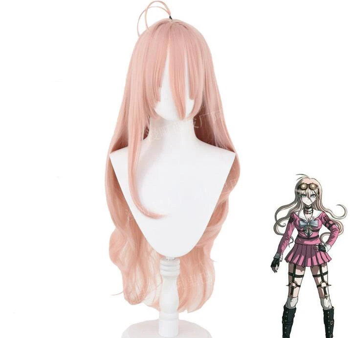 

Game Danganronpa V3: Killing Harmony Iruma Miu Cosplay Wig Pink Long Curly Heat-resistant Fiber Hair Peluca Anime Costume Wigs