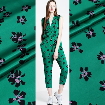 

Natural printed mulberry silk stretch satin fabric 108cm width 19mm summer soft shirt diy fashion scarf spandex fabric for dress