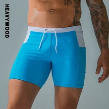 Heavywood Summer Men's Quick Dry Swimming Trunks Casual Sports Waterproof Beach Boxer Shorts Drawstring Pockets Hot Spring Pants