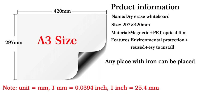 A3+ A4 набор посылка магнитная доска мягкий Дом Офис Кухня магнит сухое стирание доска белая доска гибкий коврик магнит холодильник