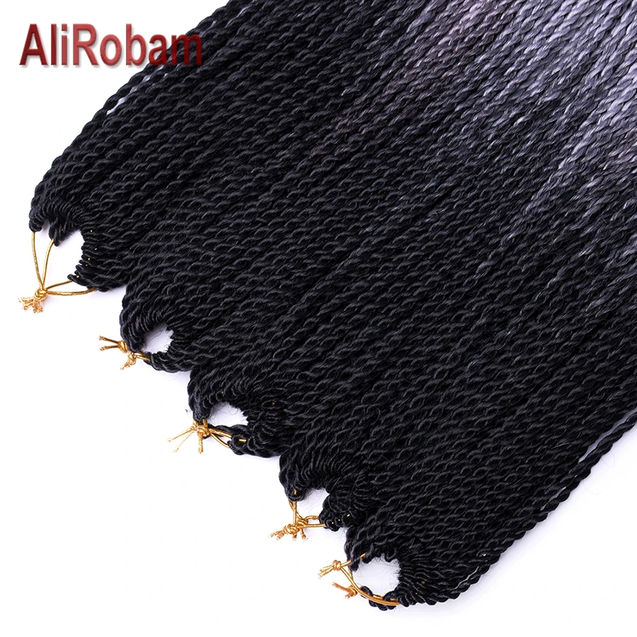 AliRobam Омбре коричневые золотистые Сенегальские накрученные волосы 24 дюйма длинные вязаные волосы синтетические плетеные волосы для наращивания 30 прядей/упаковка