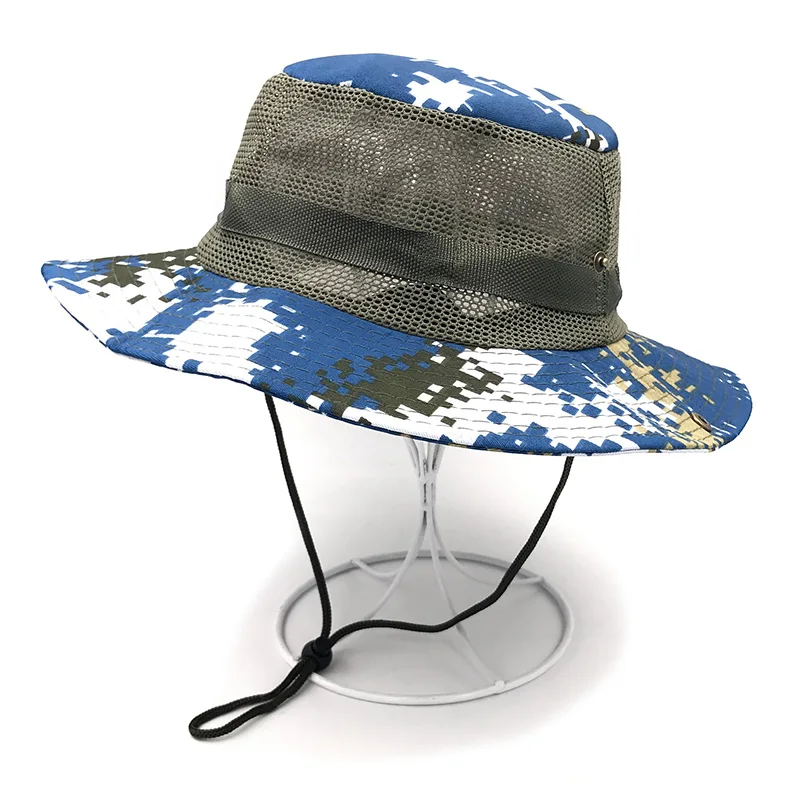 Солнцезащитная шляпа для мужчин, Панама, женская летняя кепка с широкими полями, цифровая камуфляжная шляпа, дышащая сетчатая пляжная шляпа