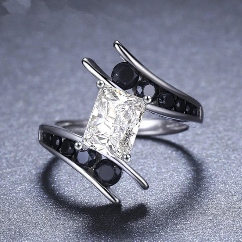 Square Zircon Women's Finger Rings Fashion Geometric Crystal Jewelry