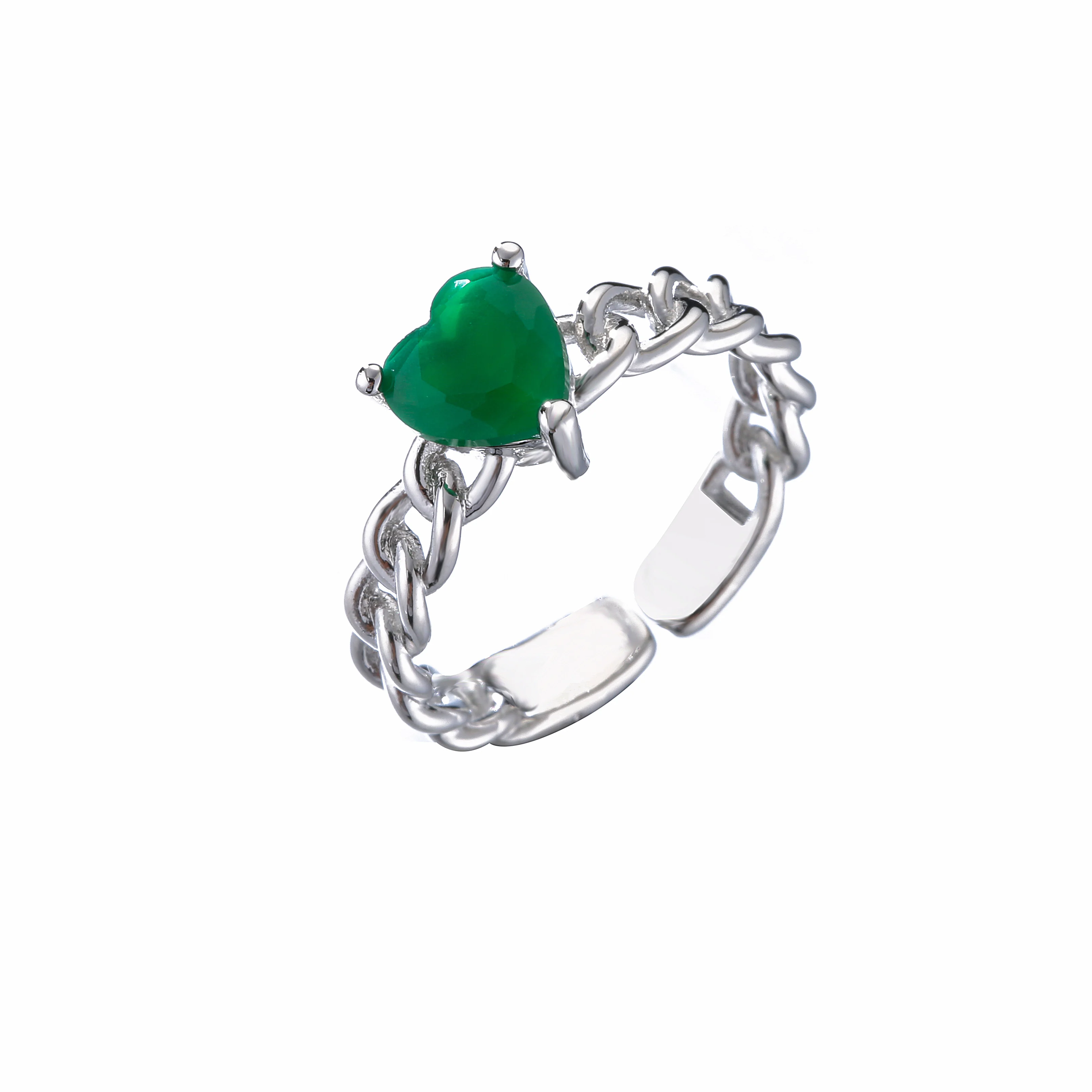 Bague en Cœur d'Amour avec Zircon Rouge et Verte - Bijou Vintage pour Femmes