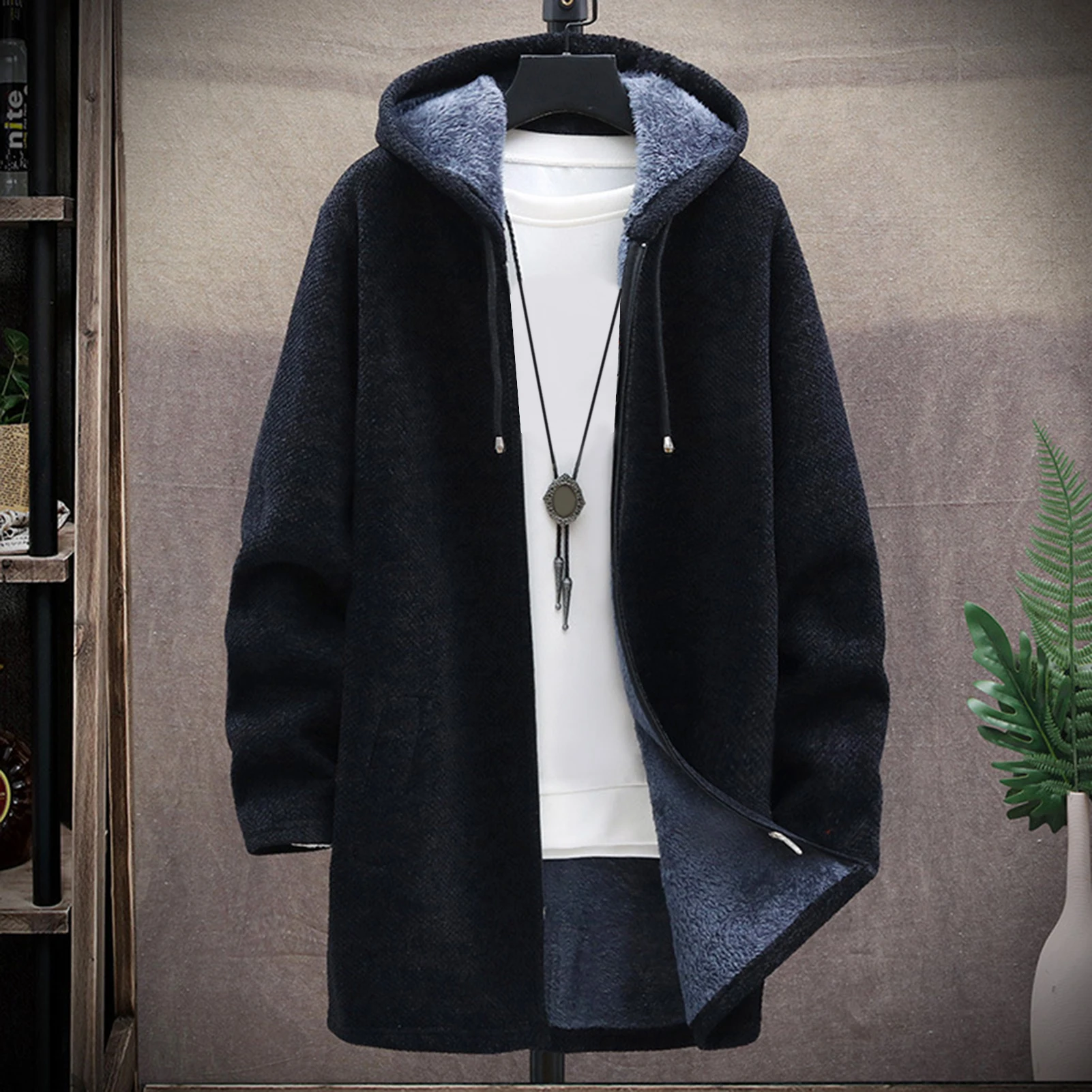 Winter Warm Jacket Men Coat Casual Coat Knitted Coat Autumn Winter Long Sleeve Plush Liner Sweater Zipper Knitted Coat680_voghion.com