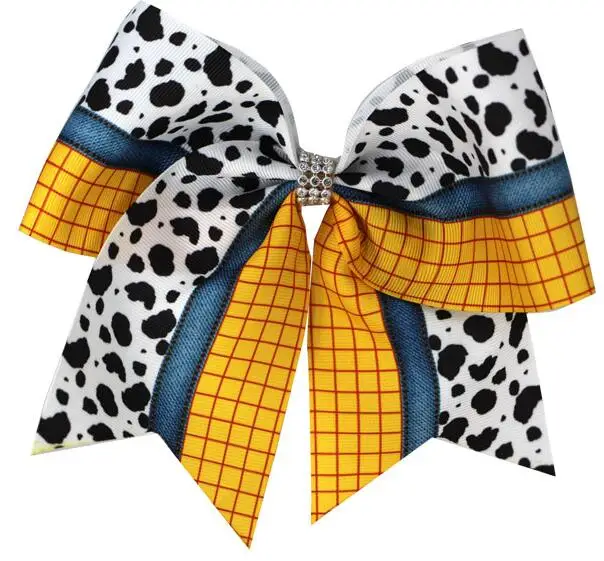 7 Inch LION COW unicorn Cheer Bows with Elastics for Girls Printed Ribbon Hair Holder with Bowknot Kids Hair Accessories 2PCS