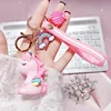 Cute Unicorn 3D Keychain Female Car Key Pendant Bag Backpack Ornaments Girl Child Lovers Gift Toy Kawaii Cartoon Phone Lanyard 2