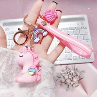 Cute Unicorn 3D Keychain Female Car Key Pendant Bag Backpack Ornaments Girl Child Lovers Gift Toy Kawaii Cartoon Phone Lanyard 2