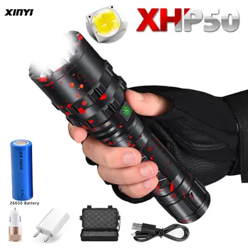 

Powerful XHP50 80000LM LED Flashlight Xlamp Aluminum Hunting L2 Waterproof 5Modes Torch Light Lanterna Use 18650 26650 Battery