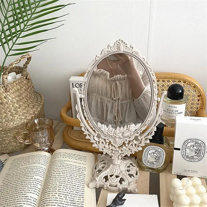 Korean Ins Makeup Mirror European Court Carving Old Retro Style Bedroom