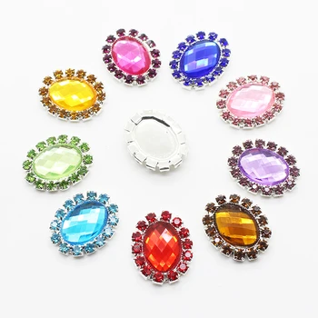

YWXINXI hot sale 10 / batch 10 * 20MM oval Rhinestone flat bottom acrylic material DIY clothes bouquet accessories