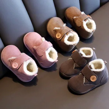 

Autumn and Winter Children's Shoes Boys Soft Botton Snow Boots Girls Velvet Thicken Solid Snow Boots Toddlers Snow Boots