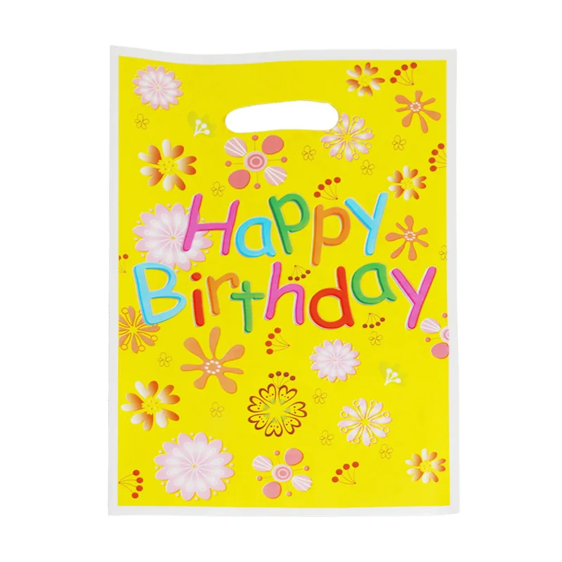 

10pcs/lot Happy Birthday Theme Party Gift Bag Party Decoration Plastic Candy Bag Loot Bag For Kids Birthday Festival Supplies