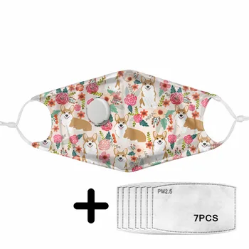 

Floral and Cute Corgi Pattern Breathing Valve Mask for Teenager Girls Daily Protection Pm2.5 Filter Masks Custom Logo Tapabocas