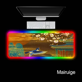 

Mairuige Chinese style magpie Gaming RGB Large Anime Mouse Pad Mouse Mat Computer Mousepad Led Backlight Keyboard Desk Mat