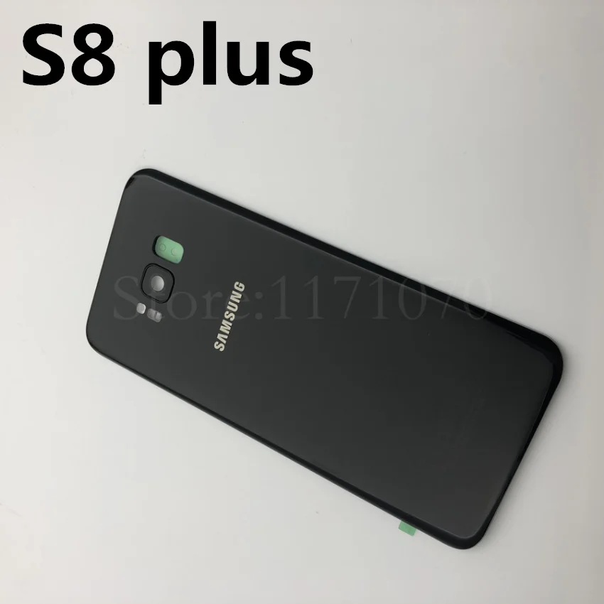 S8+ крышка батареи для samsung Galaxy S8 plus G955 G955F SM-G955F G955FD S8 G950 G950F задняя крышка корпуса+ Замена объектива камеры - Цвет: S8 plus black