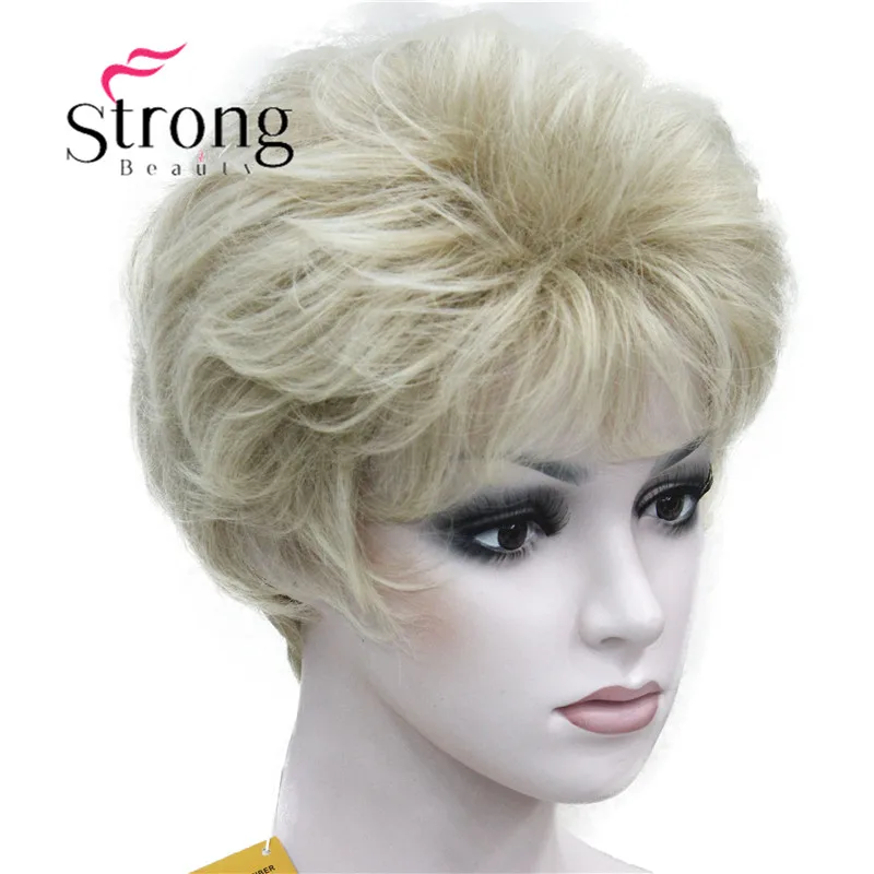 StrongBeauty Shag стиль синтетические парики короткие волнистые слоистые темно-Обурн пользовательские парики для афро-американских