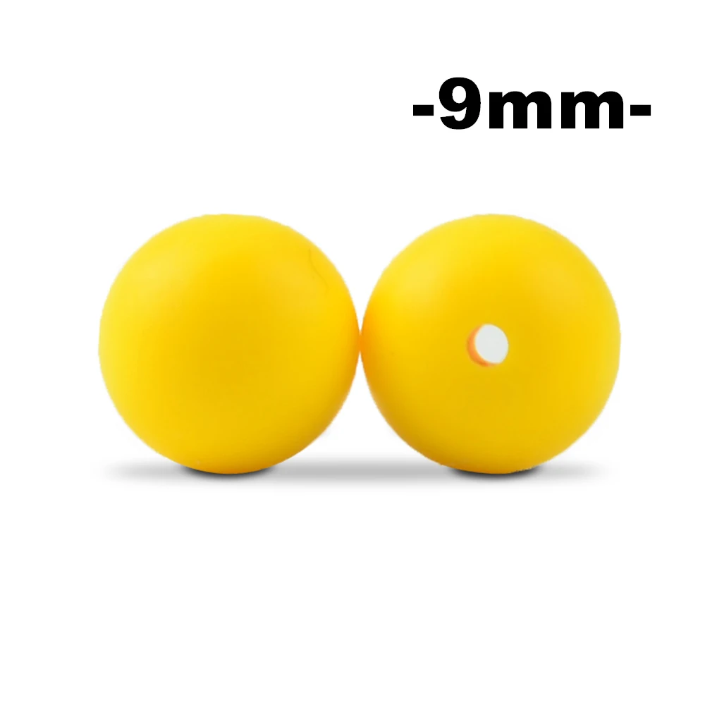 yellow LOFCA, 9 мм, 100 шт., силиконовые бусины для прорезывания зубов, Прорезыватель для зубов, ожерелье для кормления ребенка, соска, клипса для ухода за полостью рта, не содержит бисфенола, пищевой, цветной - Цвет: yellow