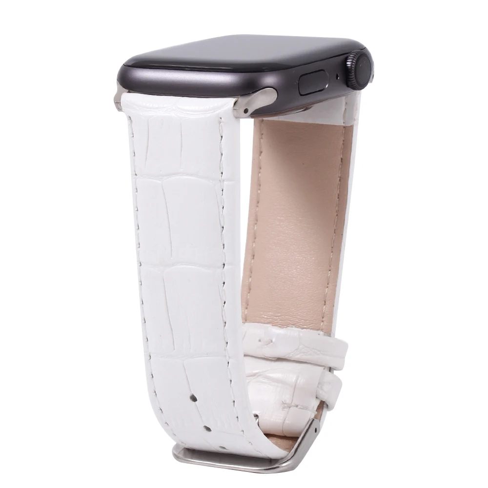 Ремешок для apple watch 4, 5, 3, 2, 1, 42 мм, 38 мм, 6 цветов, кожаный браслет с узором «крокодиловая кожа», ремешок для iwatch серии 40 мм, 44 мм - Цвет ремешка: Белый