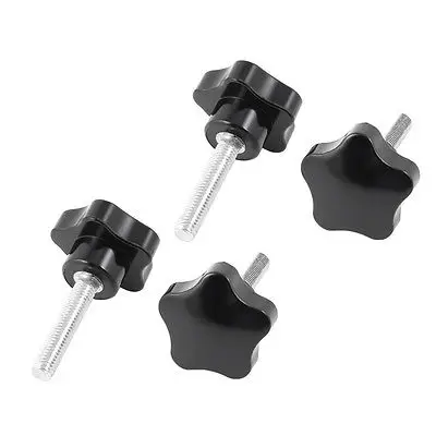 

4 Pcs 35mm Star Head Dia M8 x 40mm Male Thread Screw On Type Clamping Knob