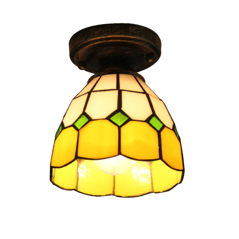

Bohemia Baroque LED Ceiling Light AC110V-220V Stained Glass Lampshade American Vintage Ceiling Lamp Balcony Corridor Entrance