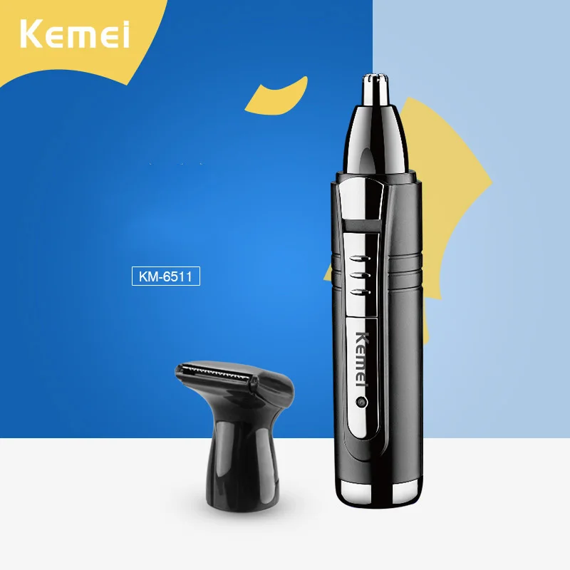 Kemei, электрический триммер для носа и ушей, 2 в 1, уход за лицом, триммер для волос для мужчин, инструменты для личной гигиены, маленькая машинка для стрижки с направляющими для стрижки