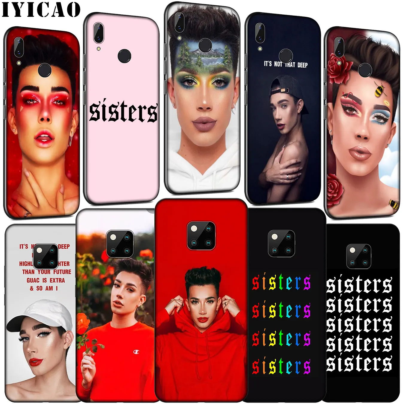 IYICAO makeups James Charles Soft Silicone Phone Case for Huawei Mate 30 20 10 Pro Nova 5i 4 3 3i 2i 2 Lite Black Cover |