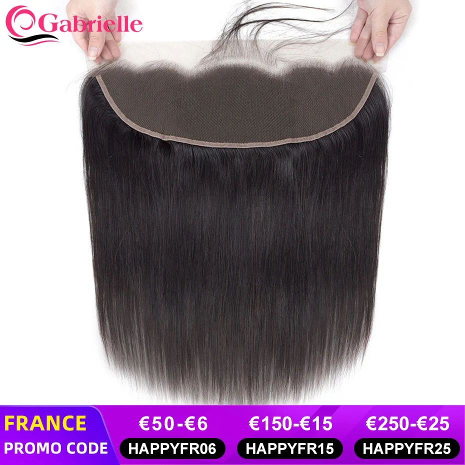 Mejor Compra Extensiones de pelo brasileñas con encaje Frontal transparente para mujer, mechones de cabello humano con cierre Frontal de malla 13x4, cabello Remy de encaje suizo marrón medio DqGalMj0