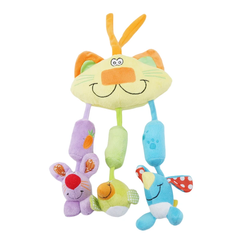 1Pcs Newborn Baby Wind Chimes Toy Soft Plush Toy With 3 Small Animals Children Bed Crib Stroller Diaper Mommy Bag Hanging Toys