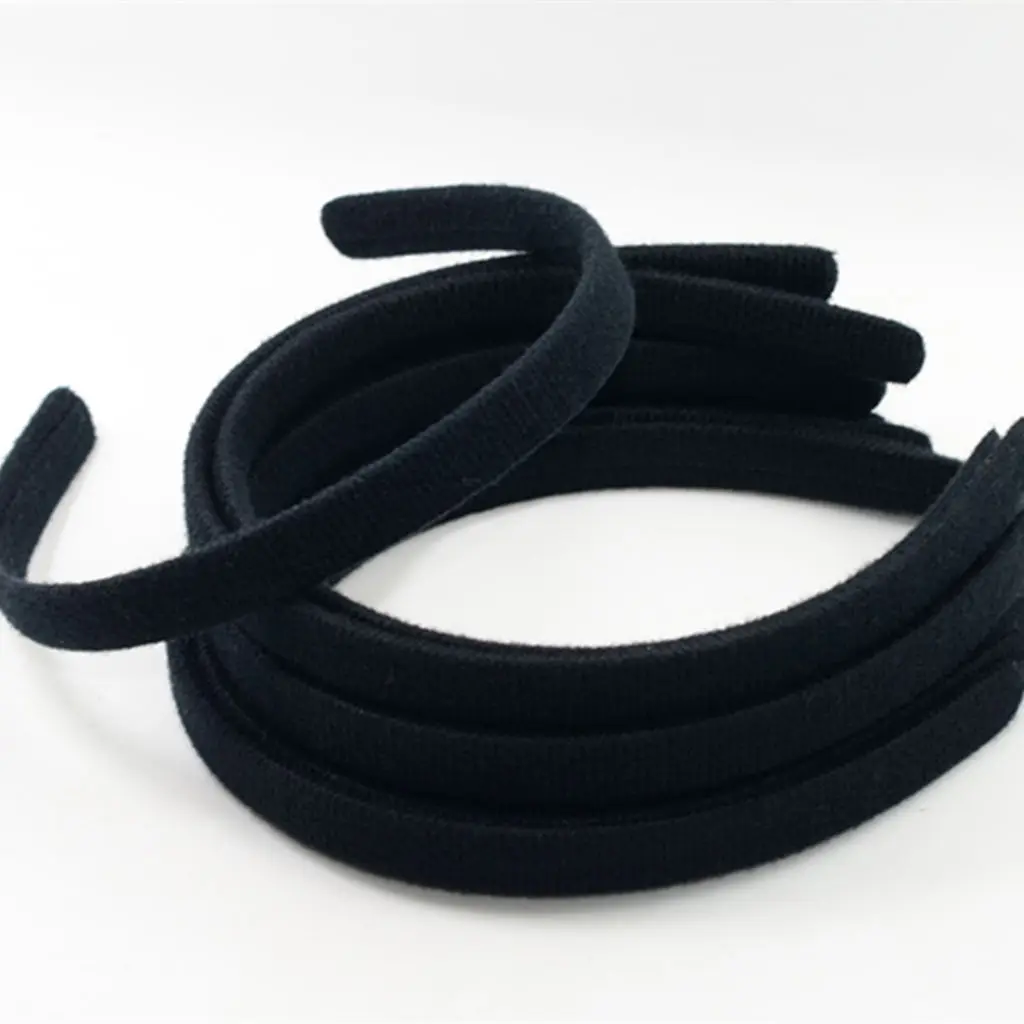 10x Black Fabric Hair Band Hoop Headband for DIY Accessories Craft 15mm |