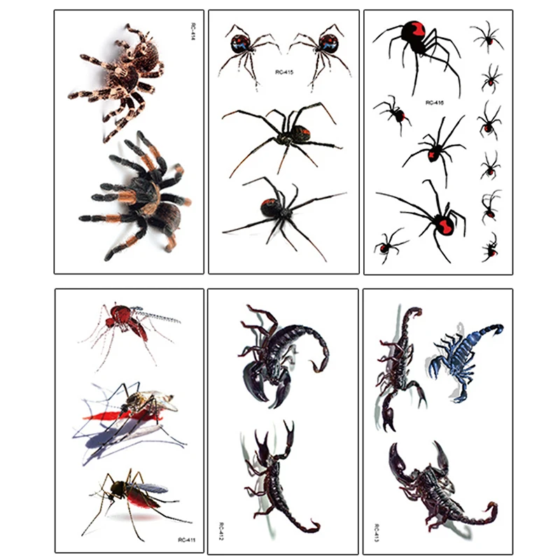 3D spider Halloween tattoo Water Transfer flash tatoo Waterproof Temporary Tattoo Sticker fake for men women | Красота и здоровье