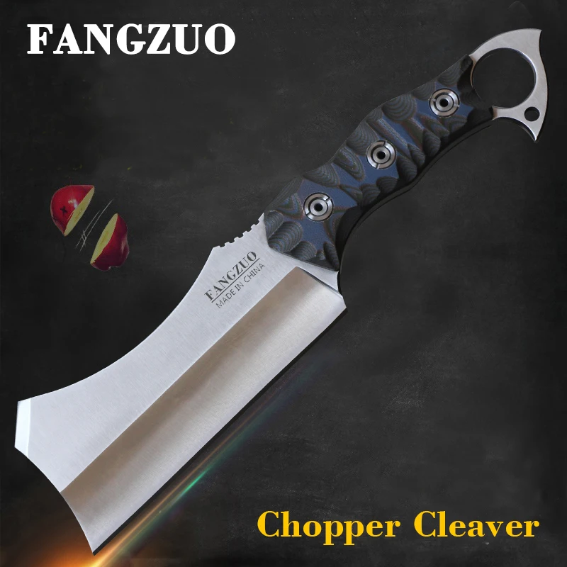 

FANGZUO 440C Stainless steel Chef Knife G10 Handle outdoor Knife Butcher Kitchen Knives Cooking Tools with Sheath