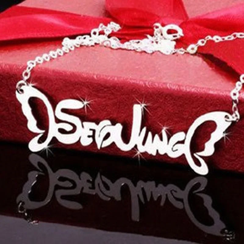 

S925 Silver DIY Lettered Necklace Cool Fashion Name Men And Women COUPLE'S Pendant Creative Birthday Gift