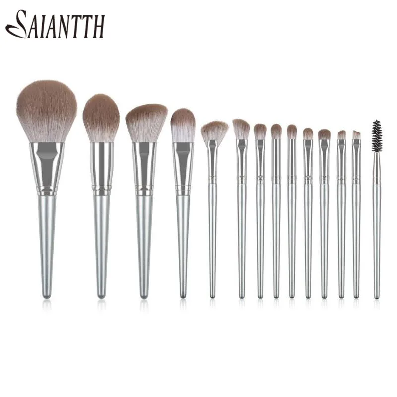 

SAIANTTH Plant Fiber 14pcs Makeup Brushes Set Super Soft Powder Blush Foundation Eye Shadow Brush Concealer Lip Nose Smudge