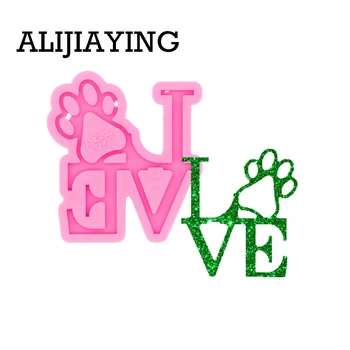 

DY0475 Glossy Love with Paw Keychain Mould Silicone Resin Pendant Mold for Epoxy Jewelry Making DIY Crafts Necklace