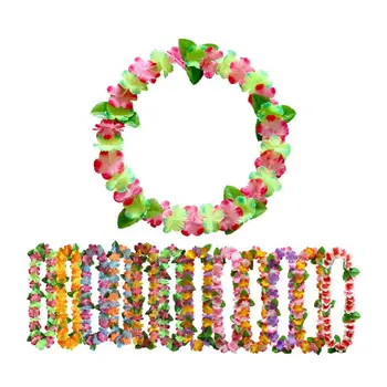 

12Pcs Hawaii Wreath Hanging Ornament Floral Garland Neck Pendant Performance Flower Necklace (Random Color)