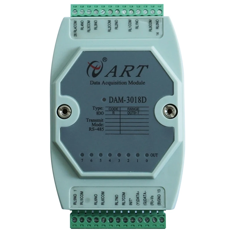 8 релейных выходных модулей DAM3018D протокол Modbus RTU RS485 напряжение поломки 1000VAC (50/60