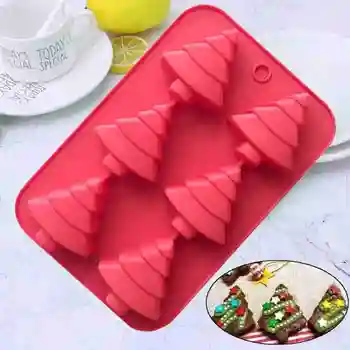 

Christmas Tree Silicone Cake Chocolate Baking Mould Soap Jelly Ice Tray Wax Mold Tool DIY color random