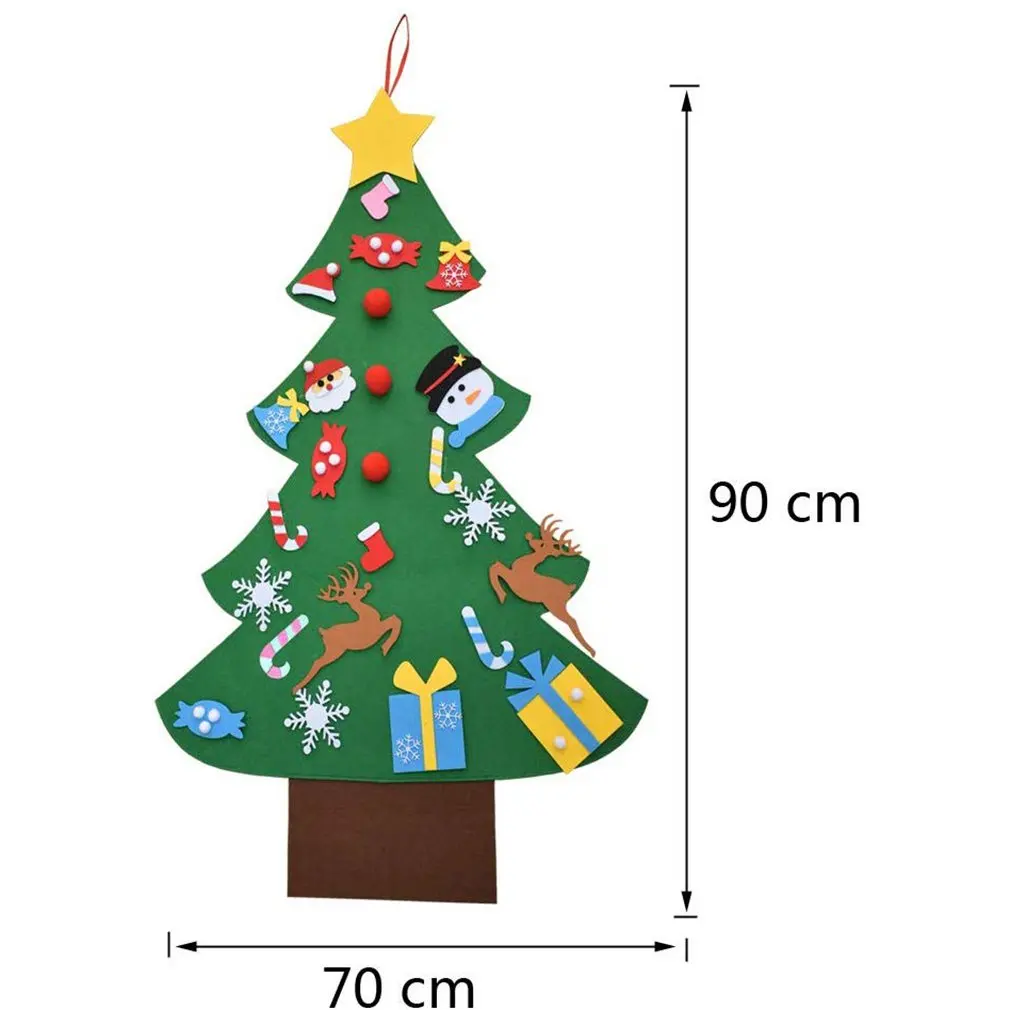 90X70cm DIY войлочная Рождественская елка, подарки на год, детские игрушки, искусственное дерево, настенные подвесные украшения, Рождественское украшение для нового года - Цвет: 90X70cm