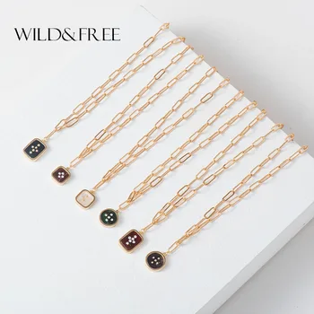 

Wild&Free 2019 New Geometric Acrylic Pendant Necklace For Women Fashion Gold Chain Link Necklaces Choker Collar Party Jewelry