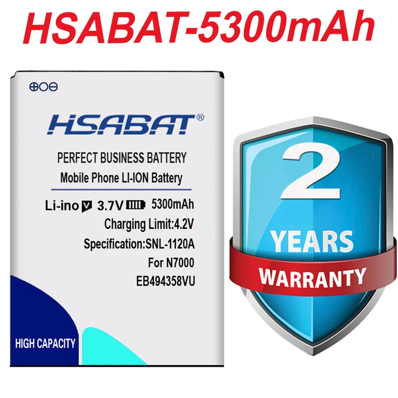 Аккумулятор HSABAT 5300 мАч EB615268VU Для Samsung GALAXY NOTE N7000 аккумулятор I9220 I9228 I889 i717|eb615268vu