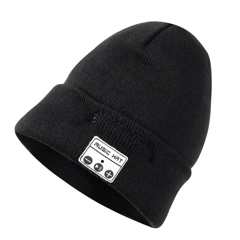 fanbian hat-black Bluetooth 4,2, наушники в музыкальную шляпу, гарнитура, наушники для женщин и мужчин, с микрофоном, поддерживает TF карту, посылка в коробке, рождественские подарки - Цвет: fanbian hat-black
