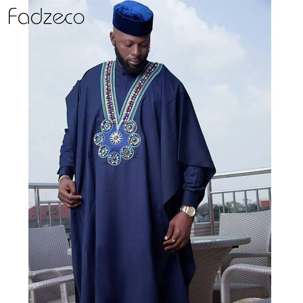 

Fadzeco Men Agbada African Suits Dashiki Tribal Tops Shirt Pants Business 3 Piece Set Ethnic Formal Attire African Clothes Bazin