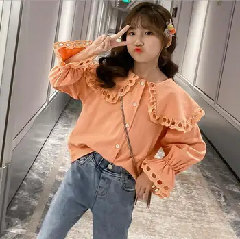 

2020 Korean style girls shirt fashion full sleeve spring cotton girls blouse 4-9t C938