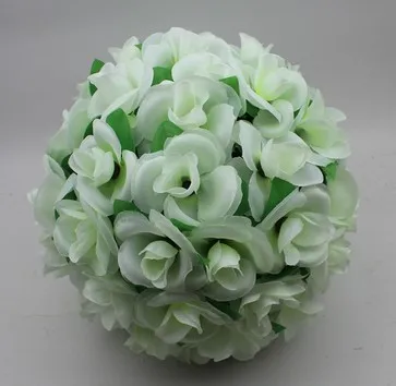 milk white 12" 30cm Artificial Rose Silk Flower Red Kissing Balls For Christmas Ornaments Wedding Party Decorations Supplies - Цвет: milk white